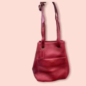 Vintage Coach Red Pebbled Leather Bucket Shoulder Bag